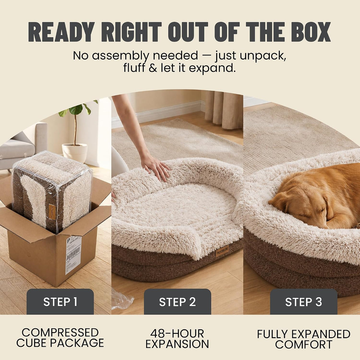 Miorun Fluffy Orthopedic Dog Beds Large Sized Dog - Coffee / L(43", UP to 90lbs) - image 3
