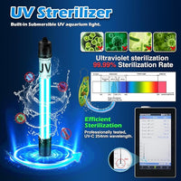 Aquarium U-V Filter 158GPH for 10-45 Gallon Small Betta Fish Turtle Tank, Internal Filter w/ Aeration Bio Sponge Green Clean Machine Green Killing Deodorization Keep Saltwater Freshwater Crystal Clear