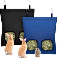 UPINS 2 Pack Guinea Pig Hay Feeder Bag - 28 x 25 cm / Black Dark Blue
