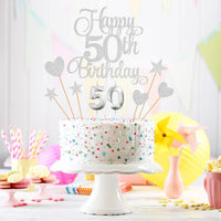 50th Birthday Cake Decorations - Silver - image 4