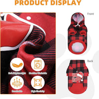 Plaid Dog Hoodie Pet Clothes Sweater with Hat and Pocket for Small - Santa Hat / Medium (Pack of 1) - image 2