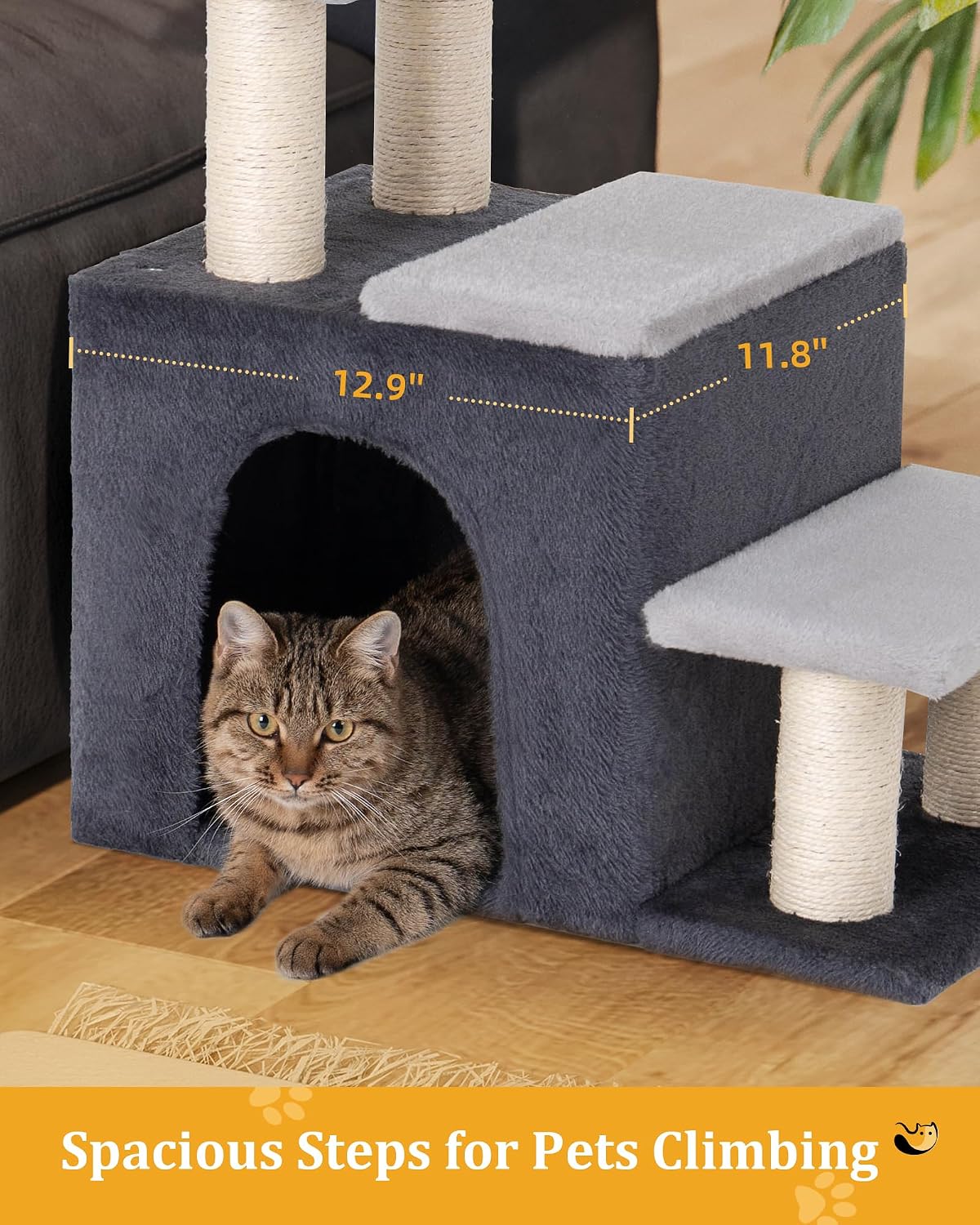 3-in-1 Pet Stairs for Cats, Dog Steps for Small Doggie Rabbits – Essentials for Cats - M-Gray - image 3