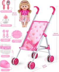 GAGAKU foldable baby doll stroller with 12 inch doll and care accessories - view 22
