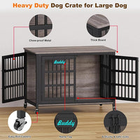 EasyCom 48"/42"/33" XXL Dog Crate Furniture with Casters, Heavy Duty Dog Kennel Indoor for Large Dogs, Escape-Proof and Chew-Proof Dog Cage for high Anxiety Dog, Decorate House as TV Stand, End Table