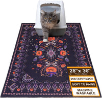 Cat Litter Mat, 20" x 28" Litter Trapping Mat, Waterproof – Daily Care for Cats - Halloween Purple / 28x36 Inch (Pack of 1)