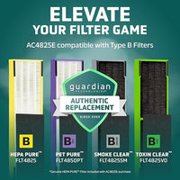 GermGuardian 4-In-1 HEPA Air Purifier for Home, Large Rooms Up To 743 Sq. Ft. with HEPA Air Filter, UV-C Light & Odor Reduction, AC4825E, 22" Tower, Gray