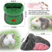 YUEPET Guinea Pig Bed Cuddle Cave, Warm Fleece Hideout - 2PCS(Grey+Green) / 2PCS - image 3