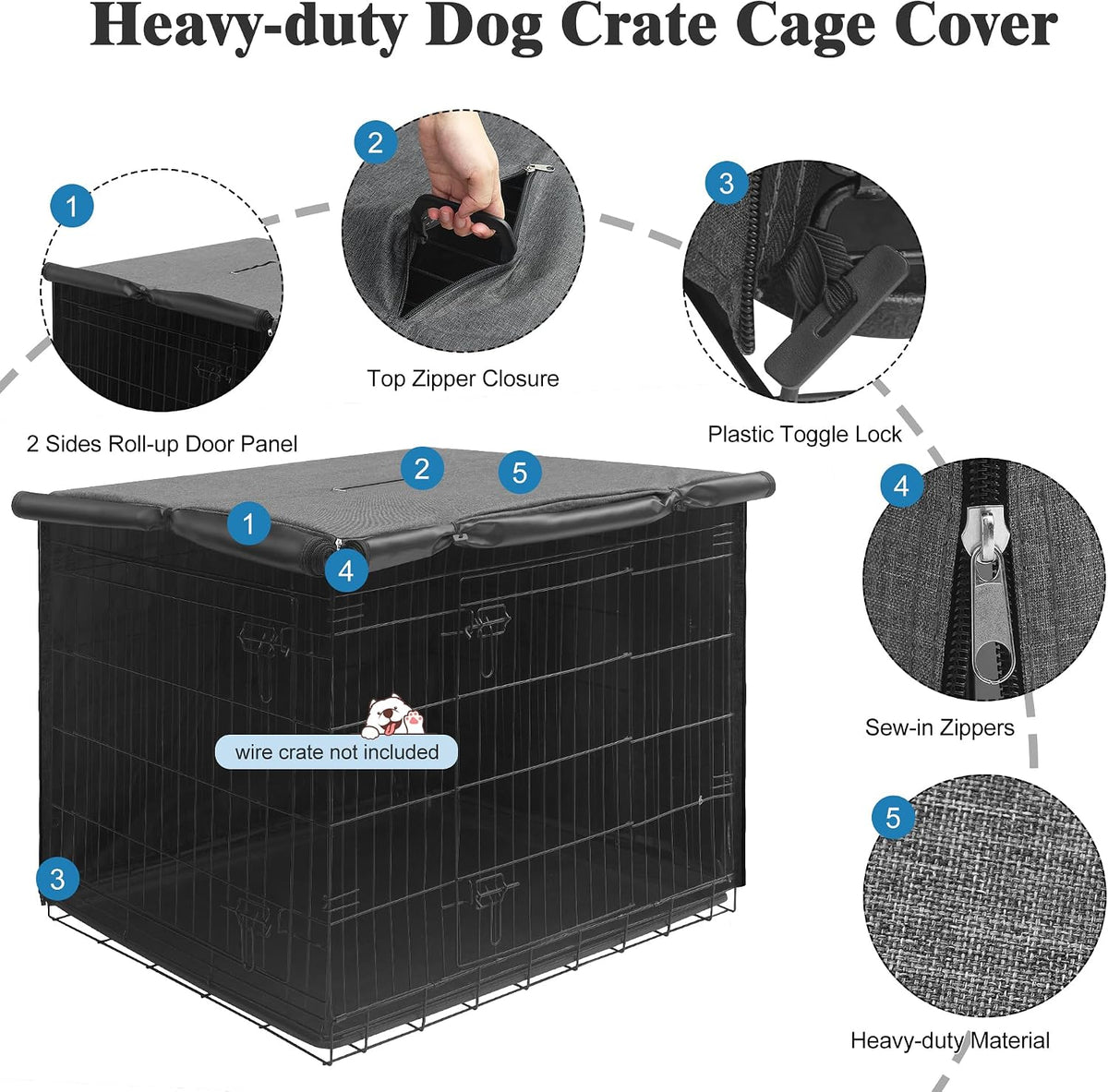 Deblue 36 inch Dog Crate Cover Fit for 36 inch Wire - – Essentials for Dogs - 24.0"L x 18.0"W x 20.0"H / Grey - image 3