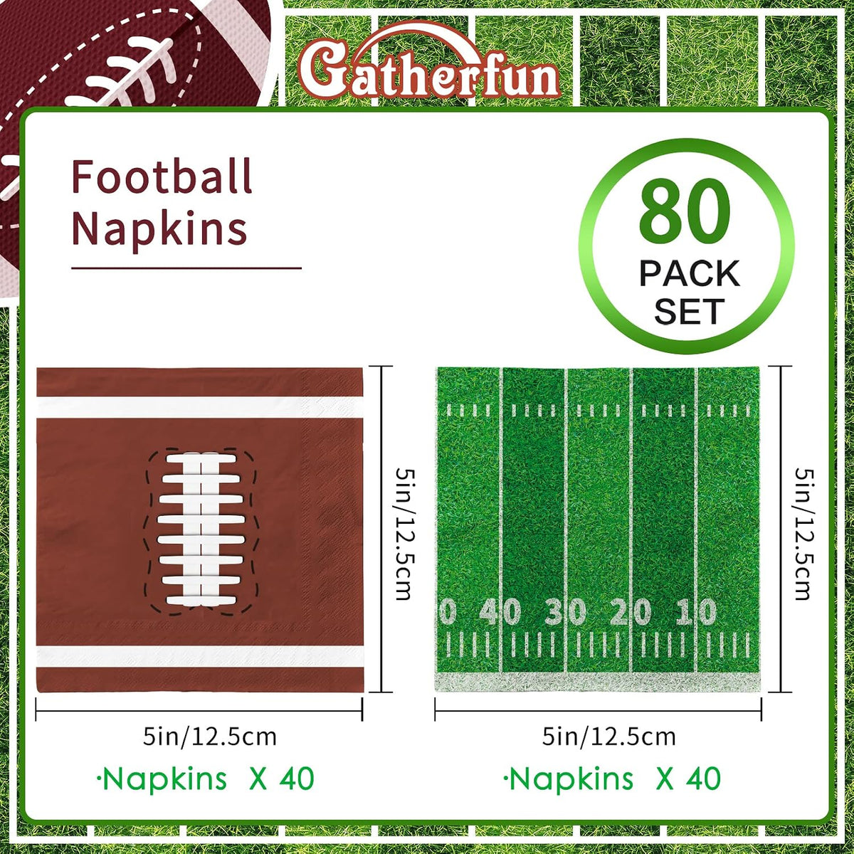 80 Pcs Football Birthday Party Supplies Disposable Paper Cocktail - image 3