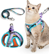 Upgraded Cat Harness and Leash Set - Blue Butterfly Magic / L