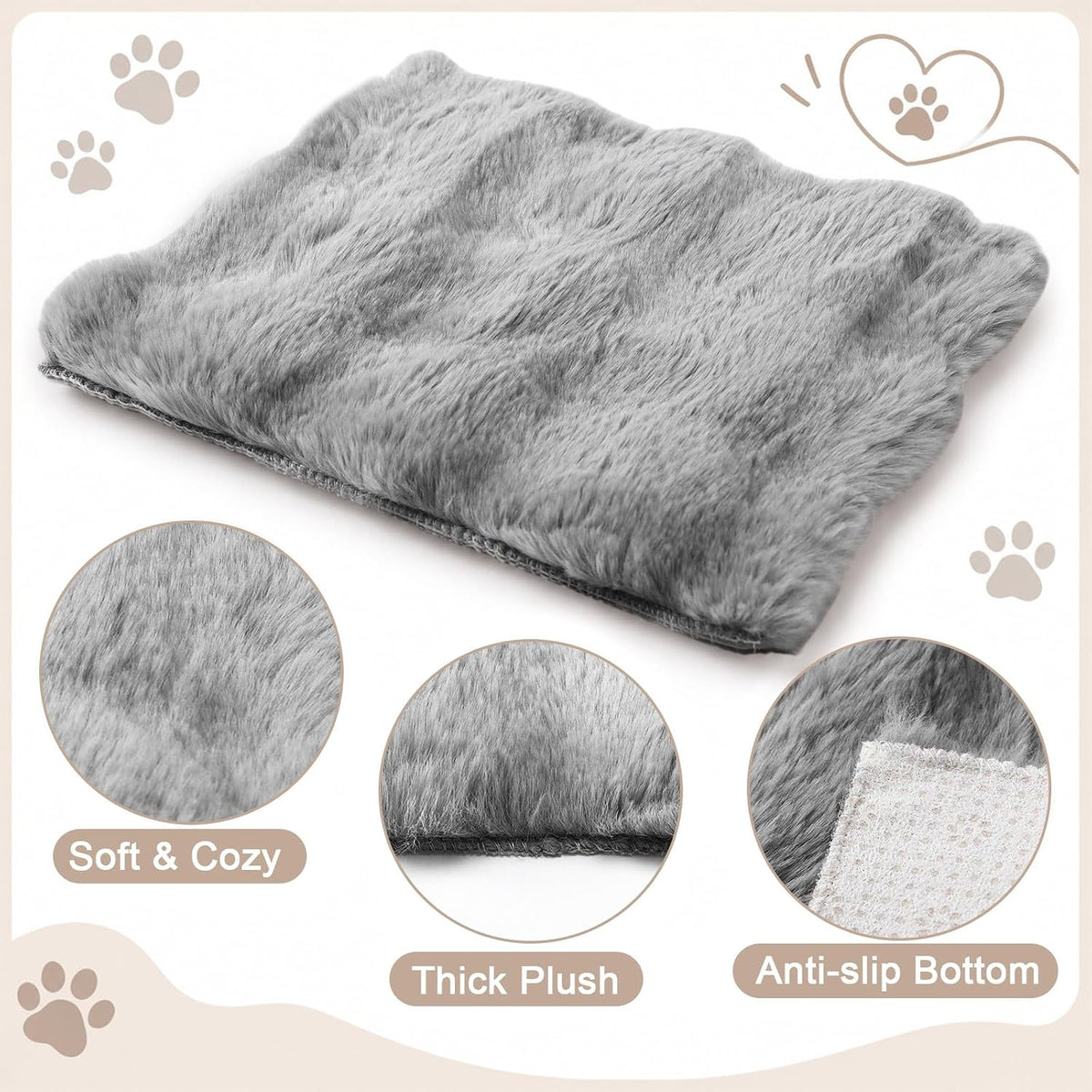 Jetec 3 Pcs Guinea Pig Beds, Fleece Small Animal Mats - Bubble Fleece / Winter / Gray - image 3
