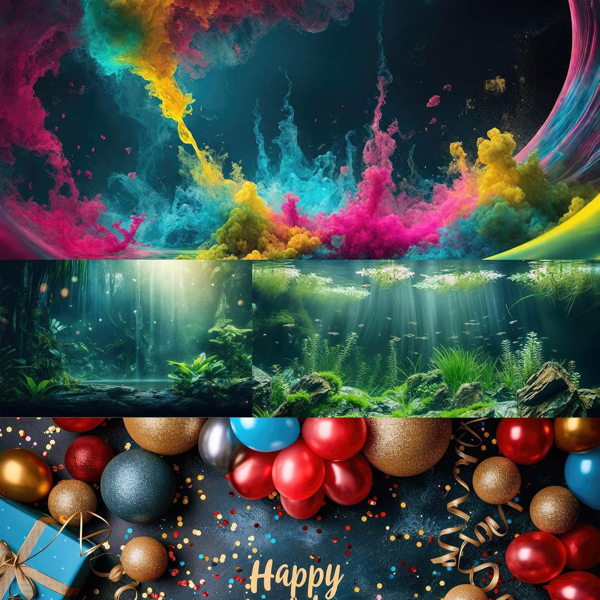 Underwater Aquarium Background Coral Reef Tropical Fish Terrarium - 36(W)x24(H)in / Blue Purple - image 4