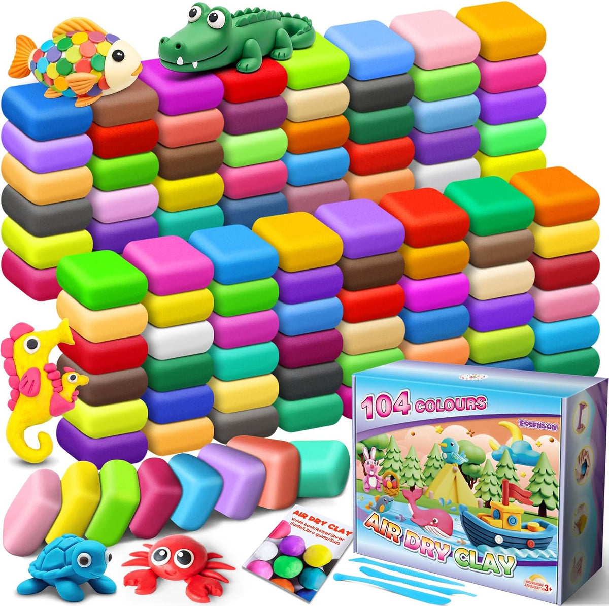ESSENSON Air Dry Clay 150 Colors, Modeling Clay for Kids – Fun for Kids & Family - 104 Colors