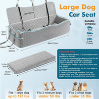 Dog Car Seat for Medium Dogs Up to 60 lb, Thick Cushion - Grey / XXL - image 2
