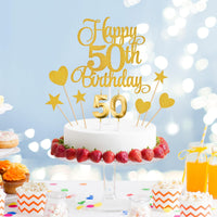 50th Birthday Cake Decorations - Gold - image 3