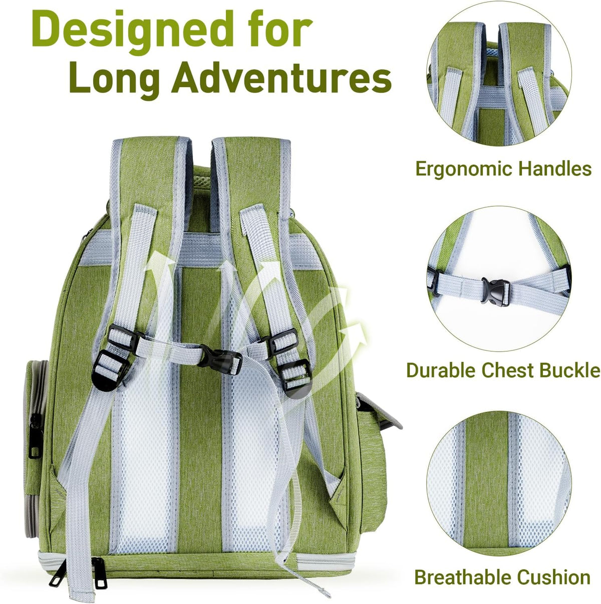 Cat Backpack Carrier Clear Bubble Window for Cats & Small Dogs up - Green - image 4