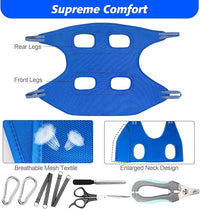 Pet Grooming Hammock Harness for Cats & XS Small Dogs, Dog Sling for Cutting Nails, Dog Hanging Holder Hanger for Nail Trimming with Nail Clippers, Nail File, Scissors