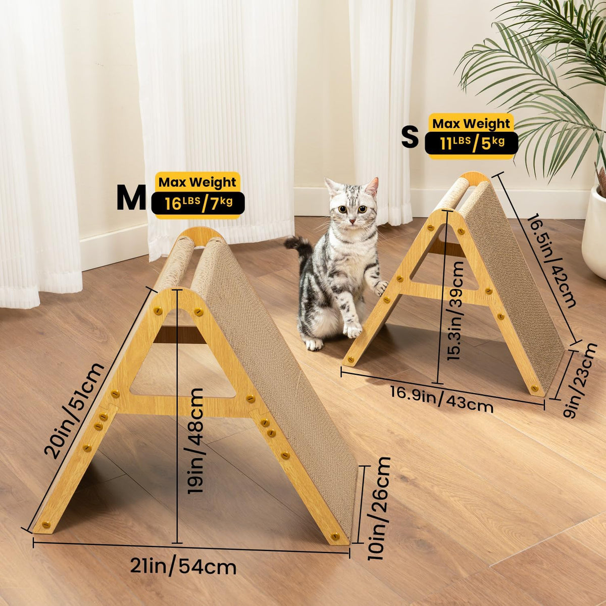 Conlun Vertical Cat Scratcher - Small for Kittens under 10LBS / Light Wood - image 2