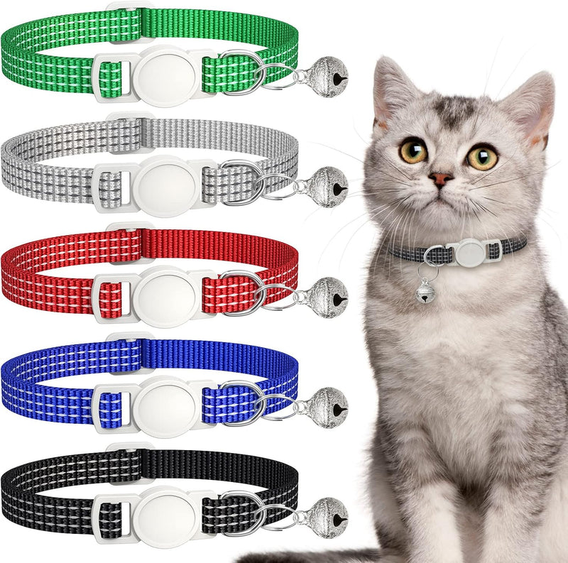 5 Pack Reflective-Breakaway Cat Collars with Bells - 5 Classic Colors
