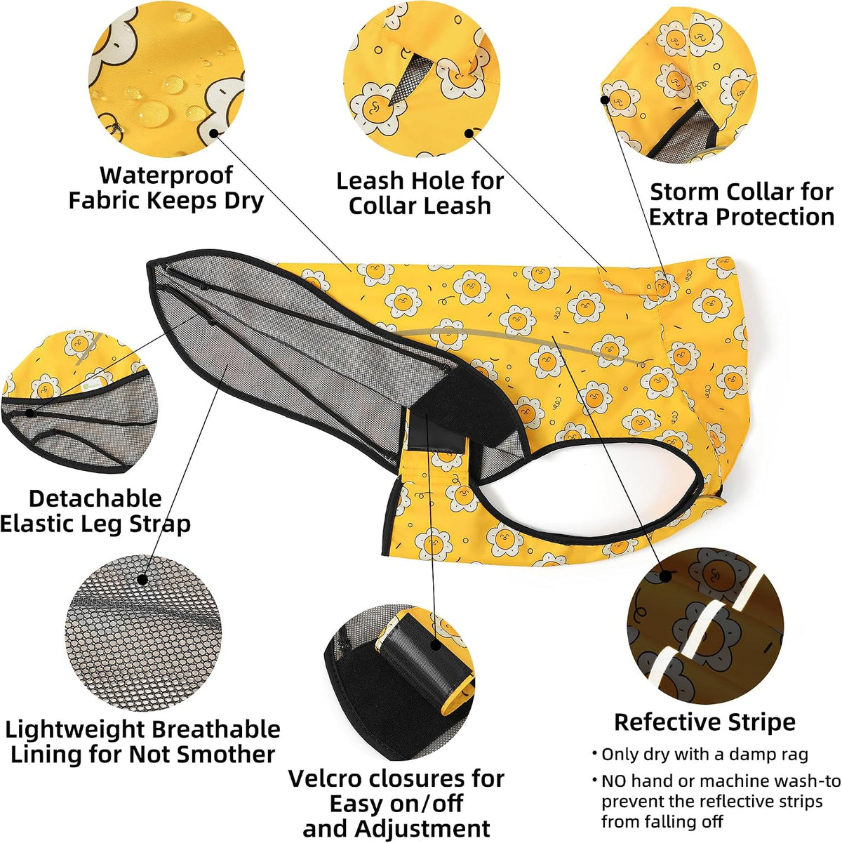 Mile High Life Dog Raincoat - S Chest 22"-25" / Yellow Sun - image 2