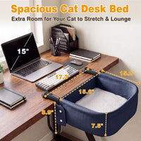 Extra-Sturdy Cat Desk Bed for Large Cats 50lbs Desk Cat Bed Attachment – Essentials for Cats - Blue - image 3