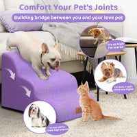 Zerbuger Dog Ramp and Stairs for Bed, Coffee 3 Steps 16" H - Purple / 3 - image 4
