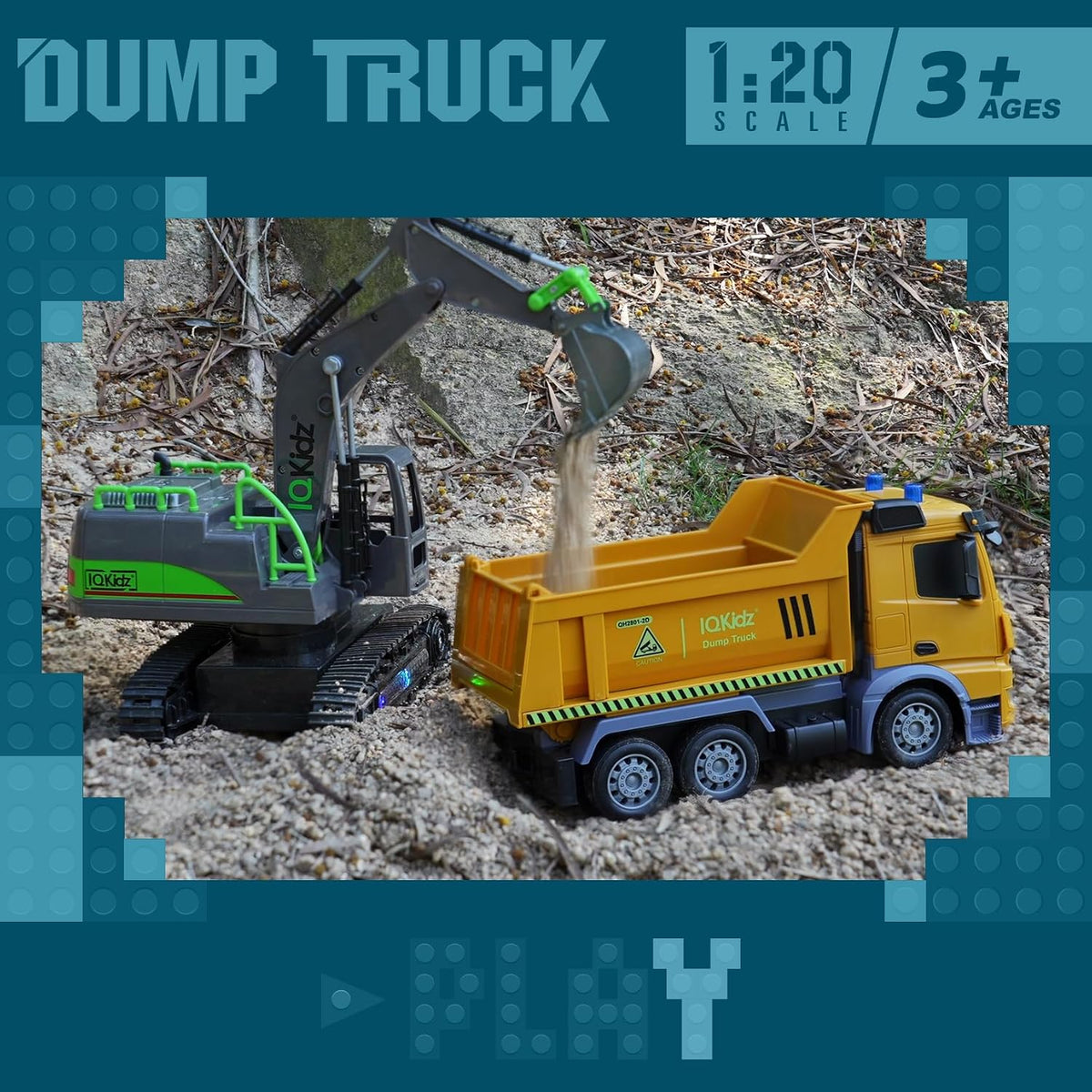 IQKidz Remote Control Excavator Toys for Boys 4-7 Yrs Old - Remote Control Dump Truck - image 3