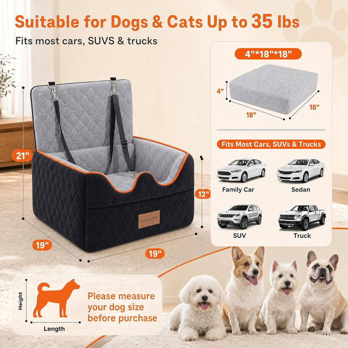 Dog Car Seat for Small/Medium Dogs Under 35lbs - image 3