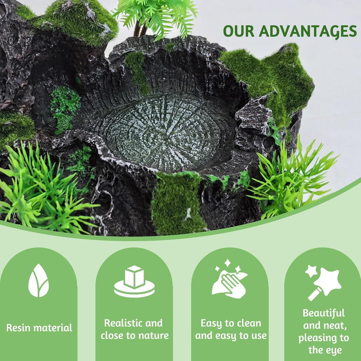 PINVNBY Reptile Water Dish, Snake Water Bowl - With Moss - image 3