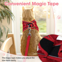 Cat Harness and Leash Set for Walking Escape Proof Vest for Kitten – Essentials for Cats - Red / Small - image 3