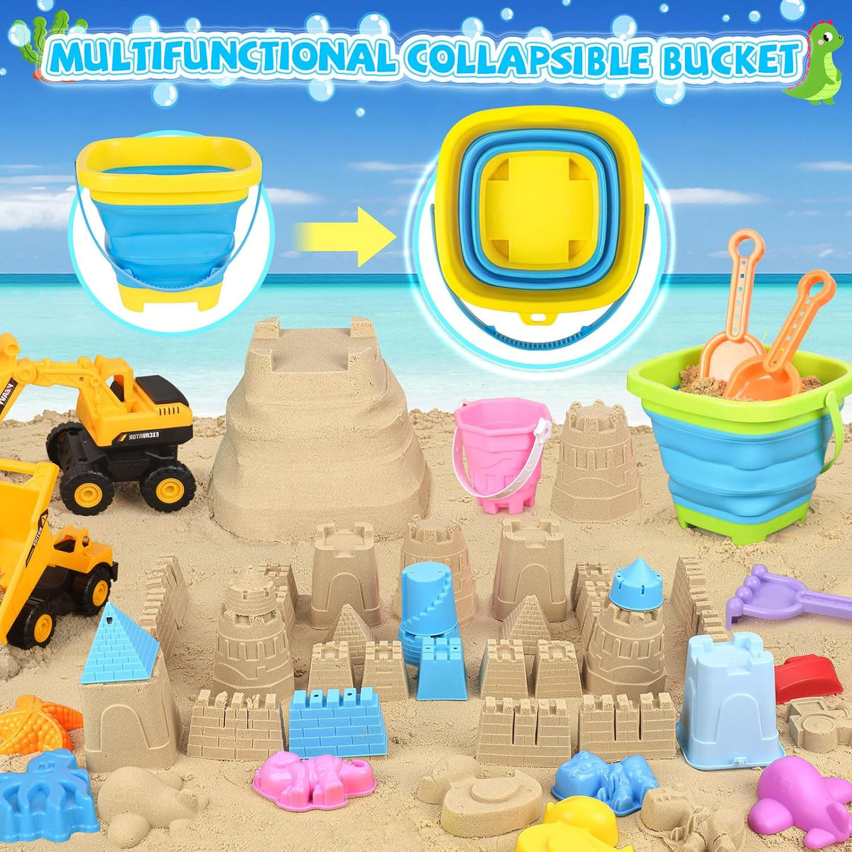 FHOZGECY Beach Toys with 3 Trucks - image 3