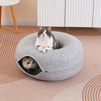 Large Cat Tunnel Bed for Indoor Cats with 3 Toys - L(24x24x11) / Light Grey - image 4