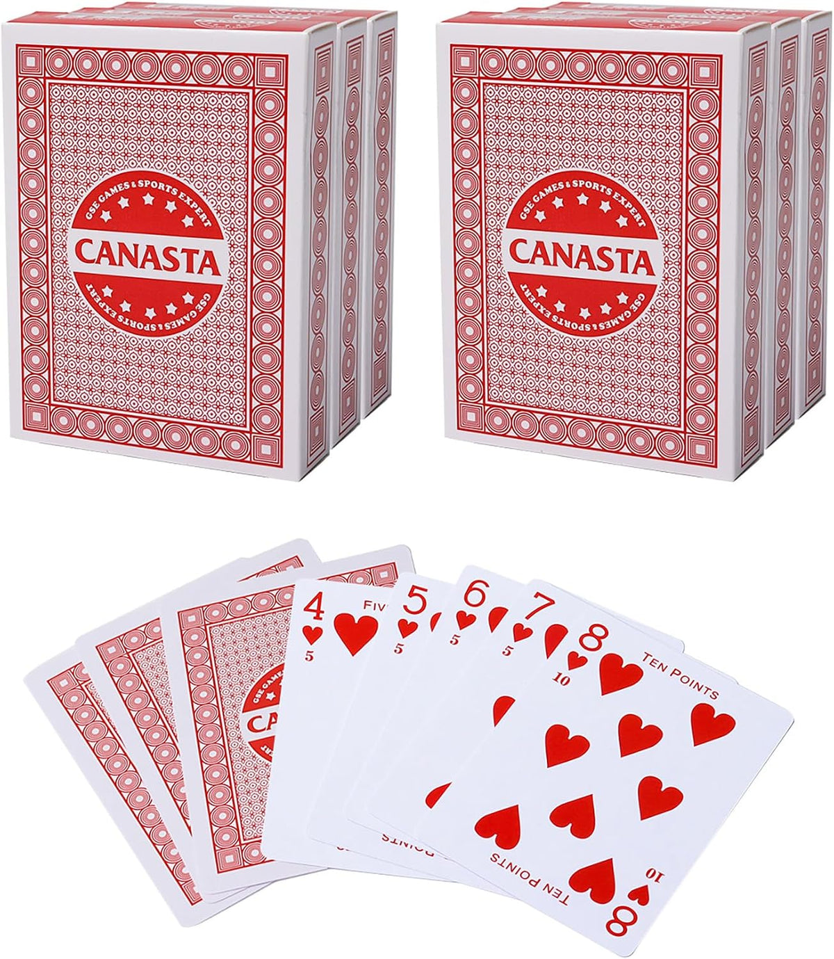 GSE canasta cards, 6-deck blue set with printed point values