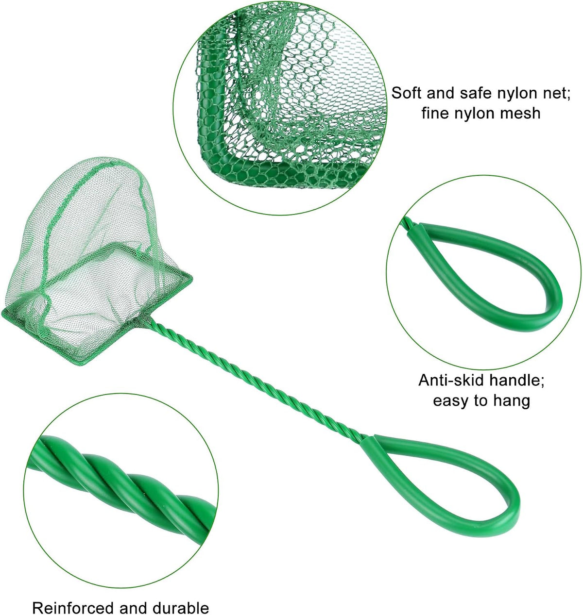 Mogoko 2 Pack Aquarium Net Fish Net Small Net Multi-Size Fine Mesh - 1. Green / 4 Inch - image 4