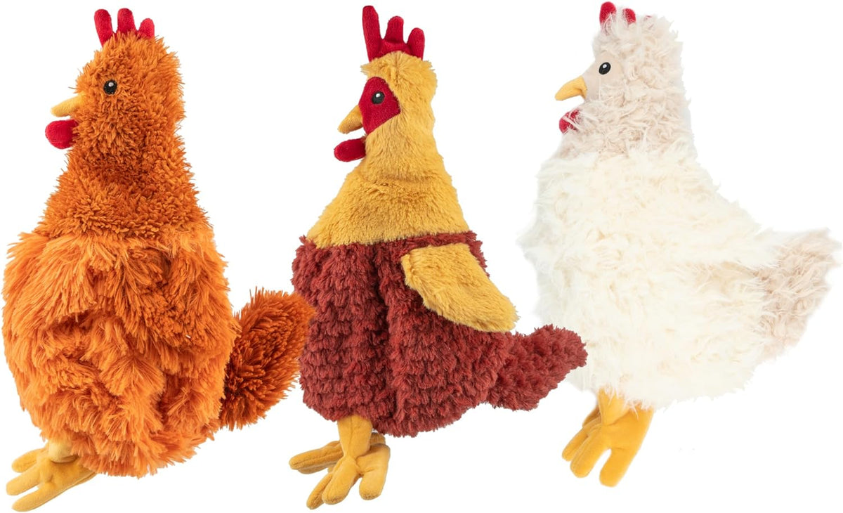 Best Pet Supplies Bunny Buddy Squeaky Plush Dog Toy, Beige - Crinkle Chicken (Brown, Beige, Wine Red) / Large
