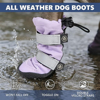 Spark Paws Dog Shoes, Waterproof Dog Boots for Medium to Large Dogs, Non Slip, Breathable Dog Booties and Paw Protectors - 4PCS Doggie Hiking Boots with Reflective Straps - Lilac - Size 7