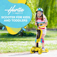 Hurtle 3-Wheeled Scooter for Kids, Wheel LED Lights - Yellow - image 2
