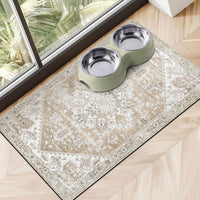 Dog Food Mats for Floors, Absorbent Dog Bowl Mat for Food and Water Dispenser Mat, Quick Dry Cat - Beige / S(12"×20")