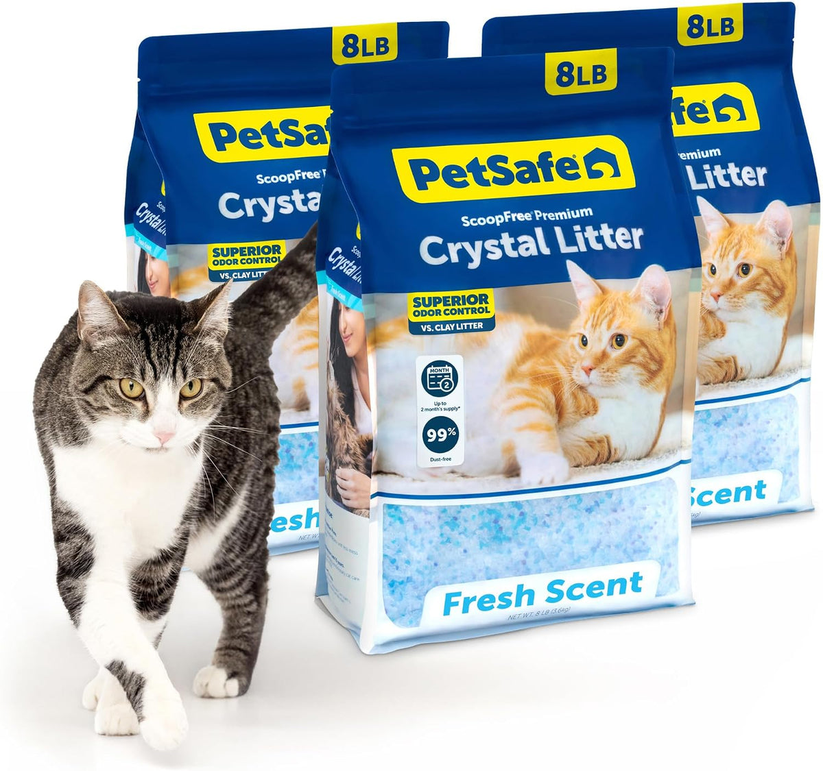 PetSafe ScoopFree Premium Crystal Litter, Fresh Scent - Fresh / 3-Pack (8 lb Bag)