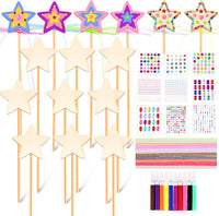 Chinco DIY wooden princess wand kit with star wands, stickers, ribbons and markers