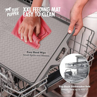 Tuff Pupper XXL Dog Feeding Mat 36x24 for Food and Water | Waterproof Silicone Placemat for Floors | Pet Food Mat for Cats and Bowls