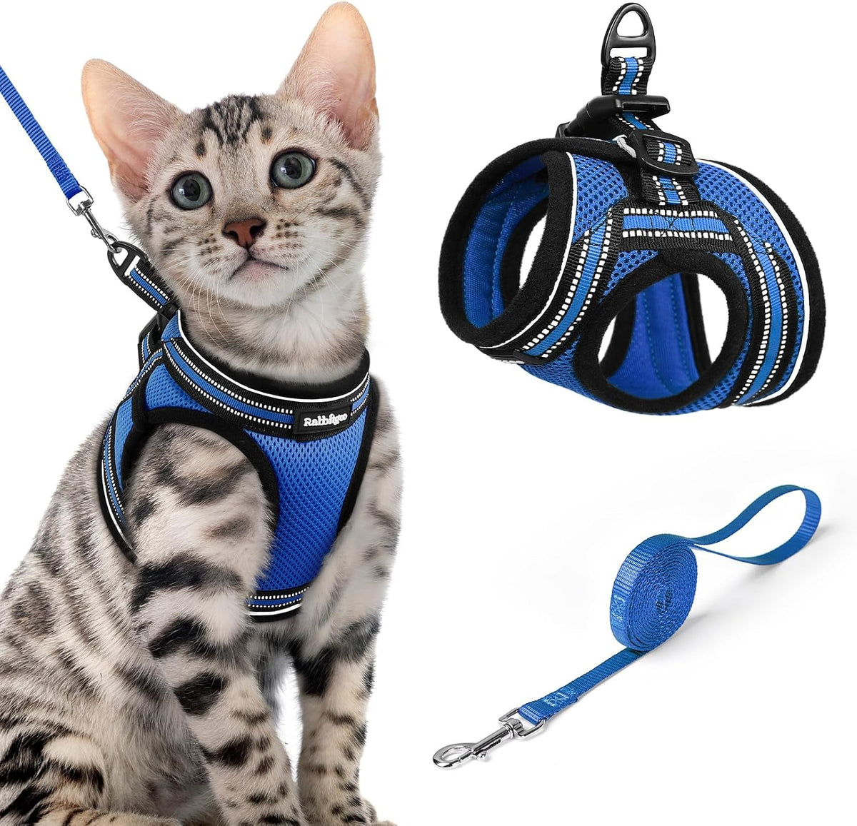 rabbitgoo Cat Harness and Leash Set, Step-in Soft Vest - XL / Blue