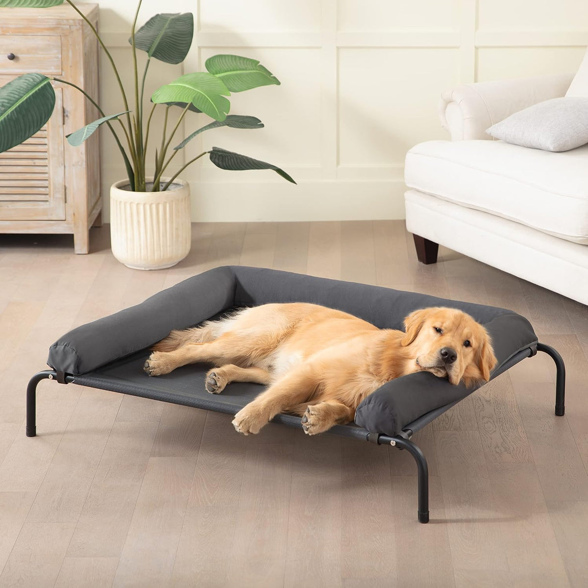 WESTERN HOME Cooling Elevated Dog Bed for Large Dogs - 36.0"L x 26.0"W x 8.0"Th / Grey