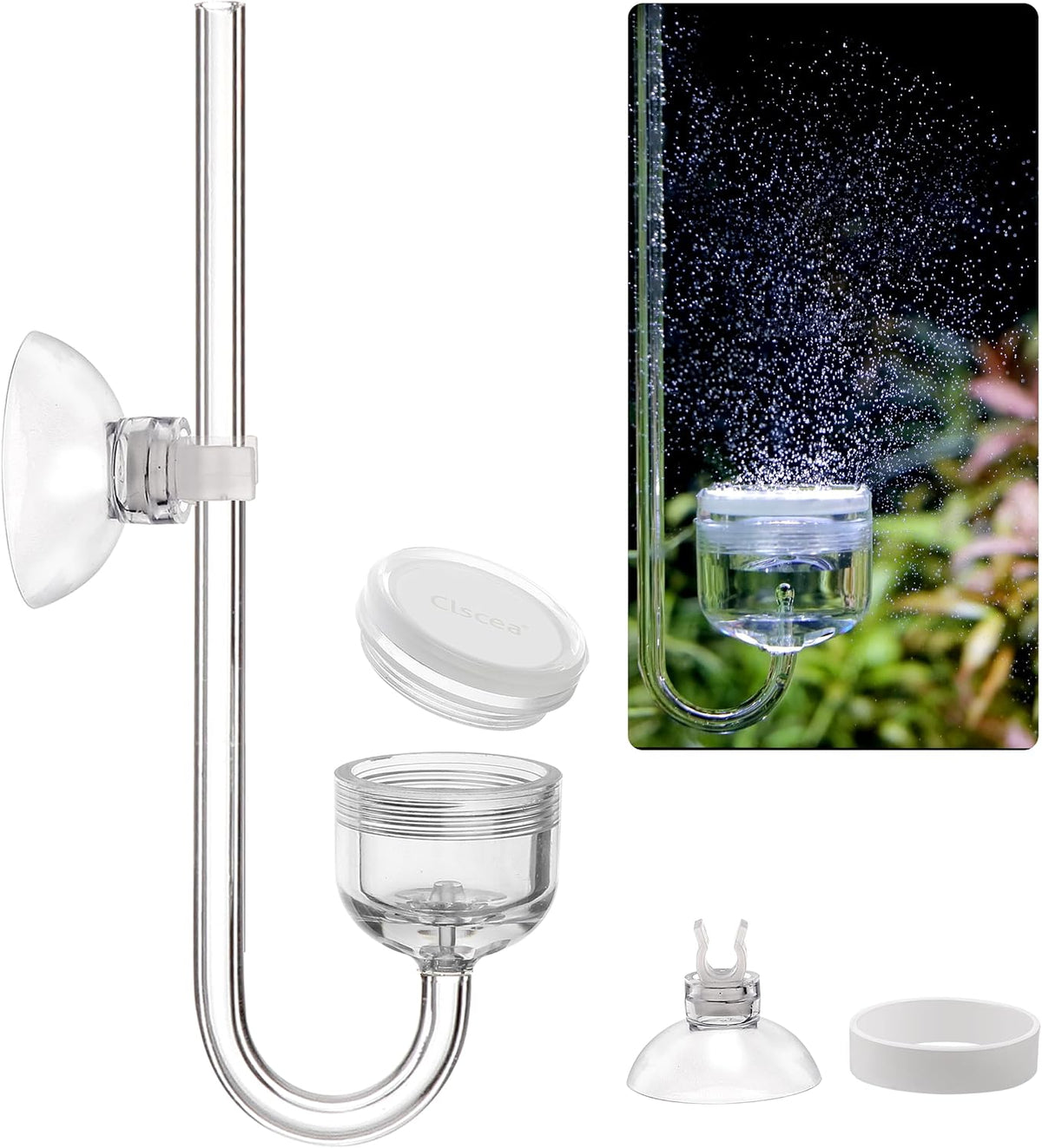 Acrylic CO2 Diffuser with Integrated Bubble Counter for Aquarium - Acrylic diffuser(S)