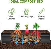 MGNO 2pcs 8x4x1FT Galvanized Raised Garden Bed-Outdoor Planter Box for Vegetables-Metal Garden Bed,Rectangle Planting Box for Herb,Flower,Black