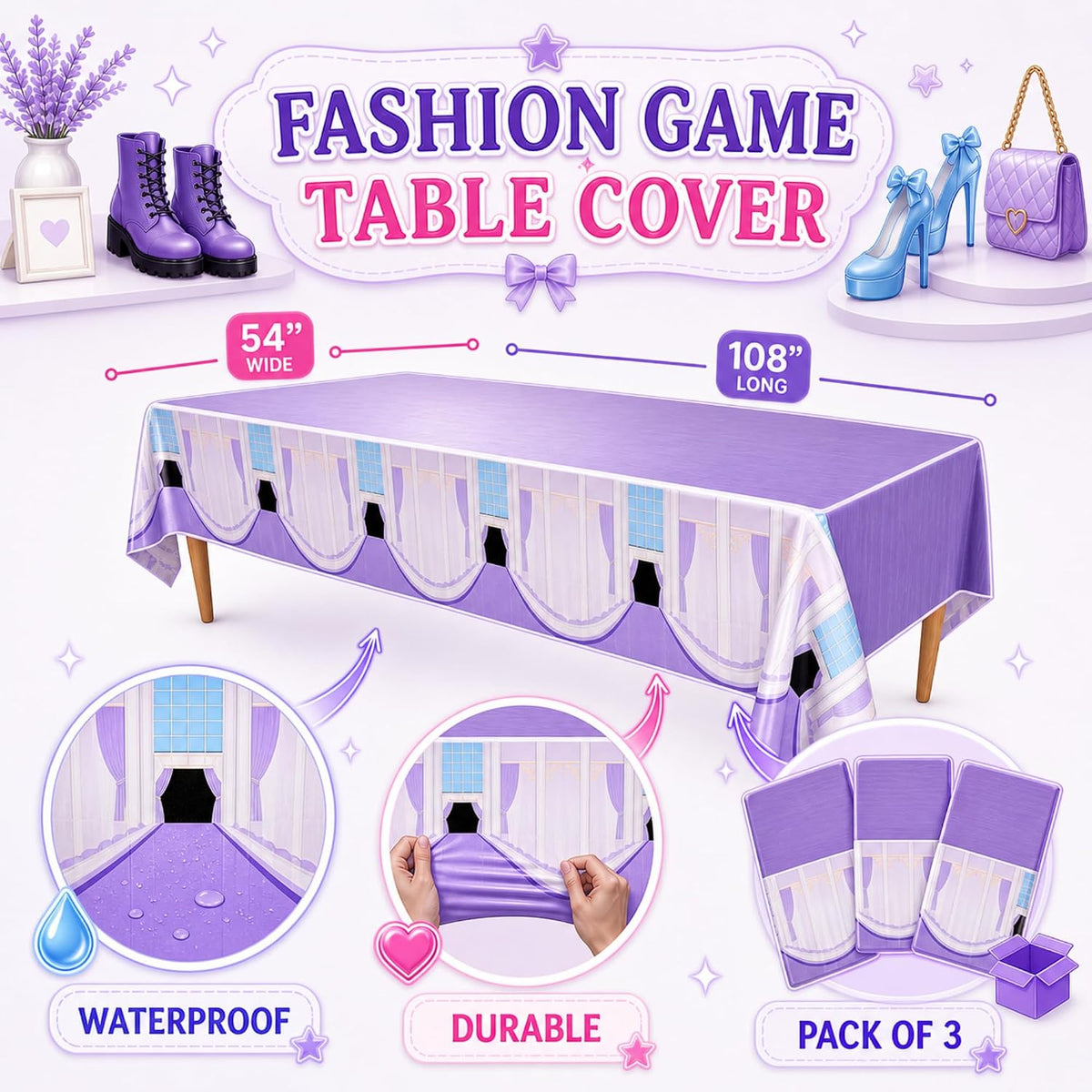 Stone Wall Table Covers, 54"x108" XL, Medieval Party Decorations - Fashion Game (Pack of 3) - image 3