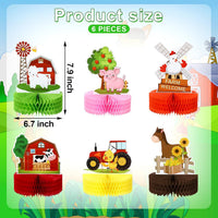 Threan 6 farm animal honeycomb table centerpieces with pigs, cows and sheep - view 2