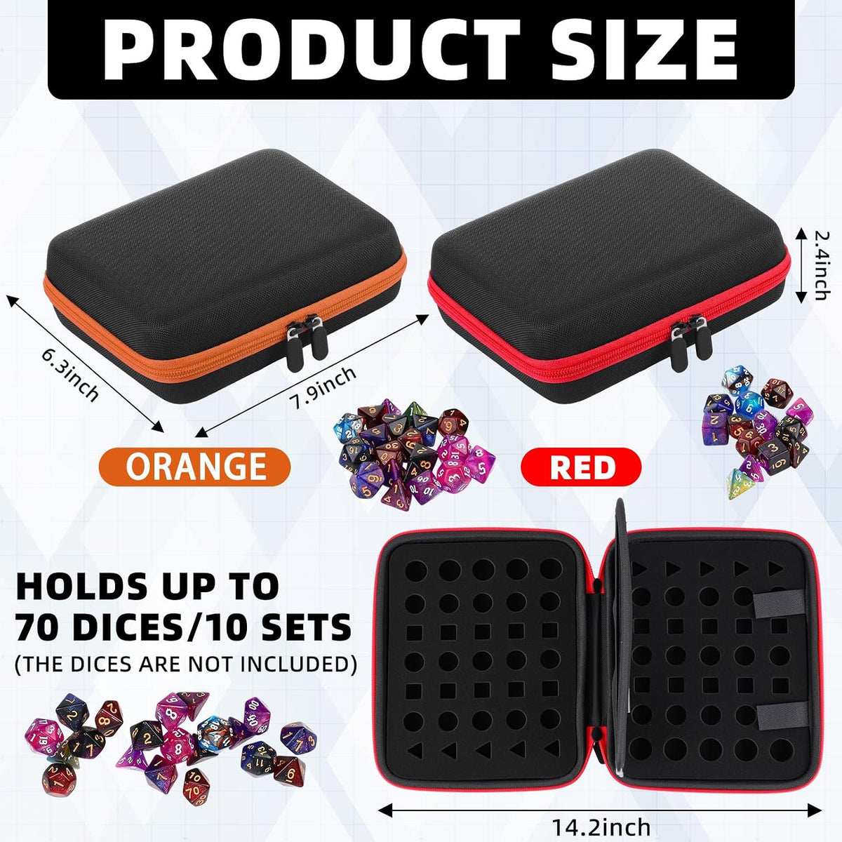 Aoriher 1 Pcs Dice Case with Removable Slotted Tray - Red,Camel - image 2