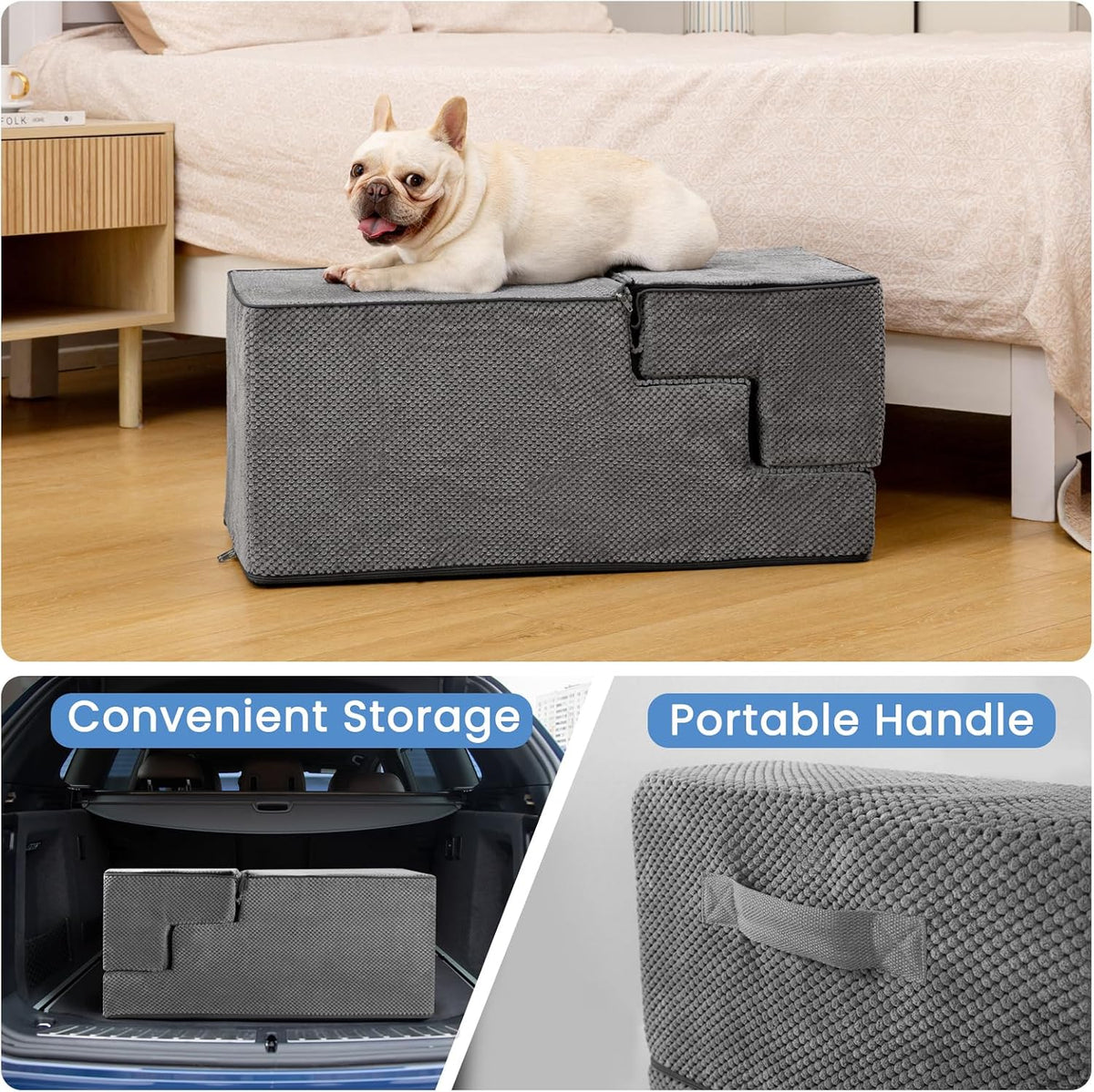 Dog Stairs for Small Dogs & Cats - Grey / 5-Step 22.6" H - image 2