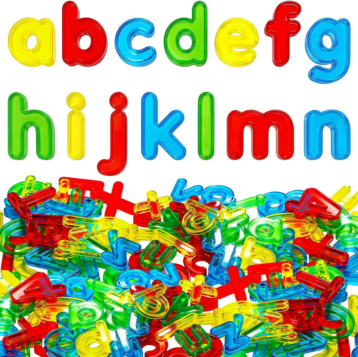 Bbiamsleep 67 Pcs Plastic Practice Set Transparent Letters and Numbers – Fun for Kids & Family - Lowercase Letters